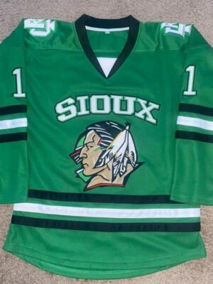 Men's North Dakota Fighting Hawks Custom Green Stitched Jersey