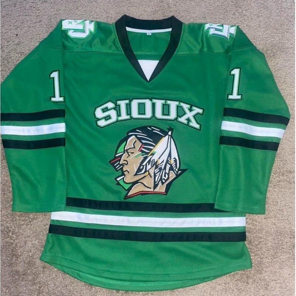 Men’s North Dakota Fighting Hawks Custom Green Stitched Jersey