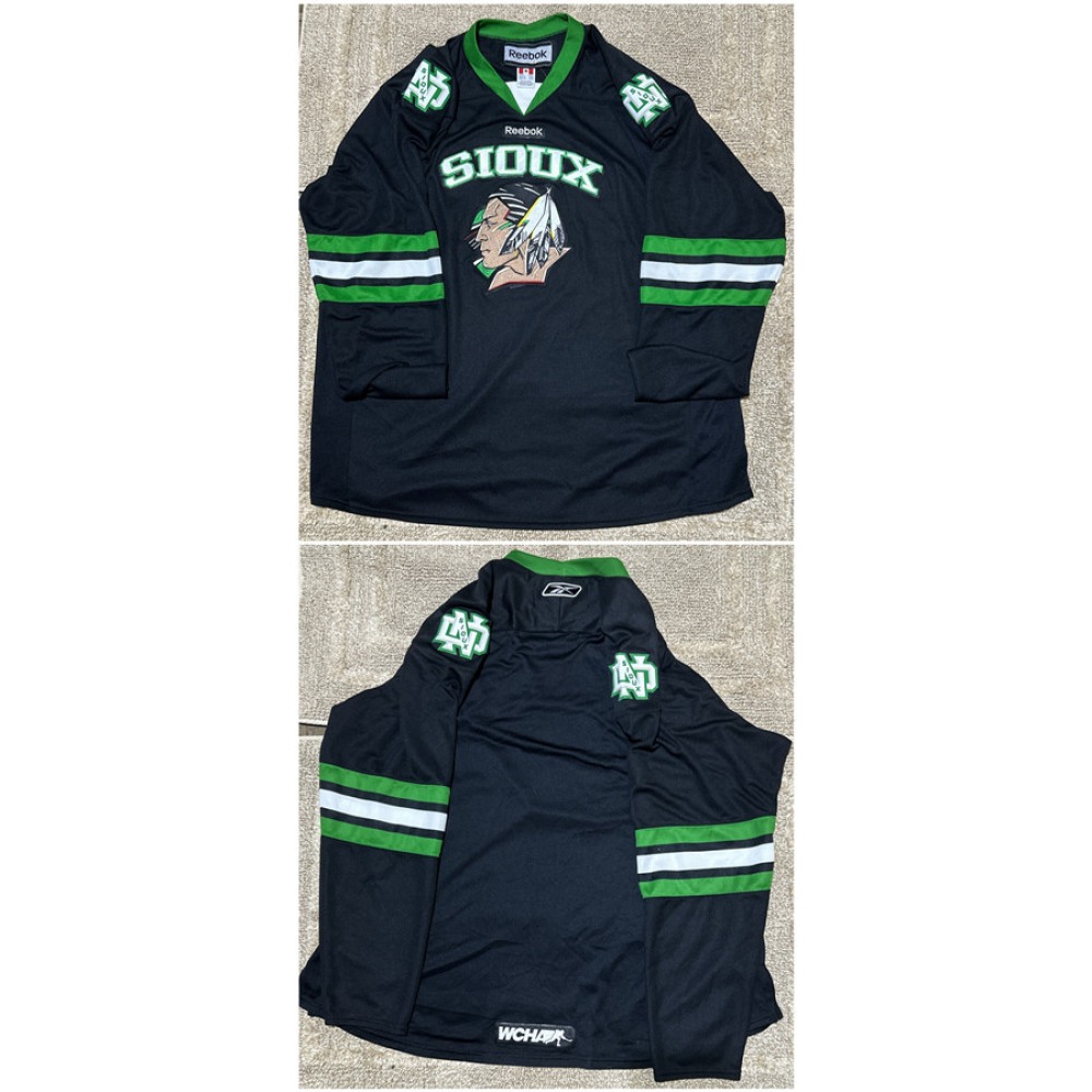 Men’s North Dakota Fighting Sioux Custom Black WCHA Stitched Jersey