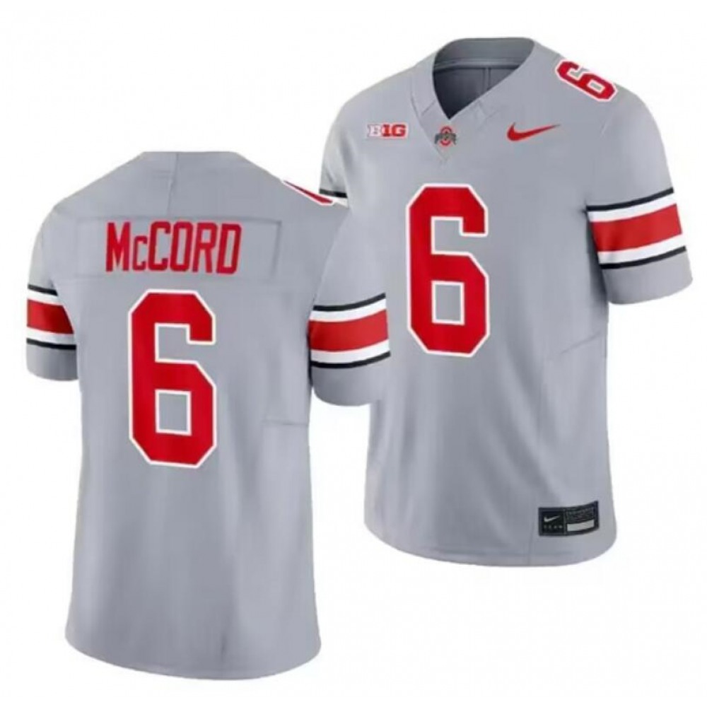 Men’s Ohio State Buckeyes Customized Gray Stitched Football Jersey