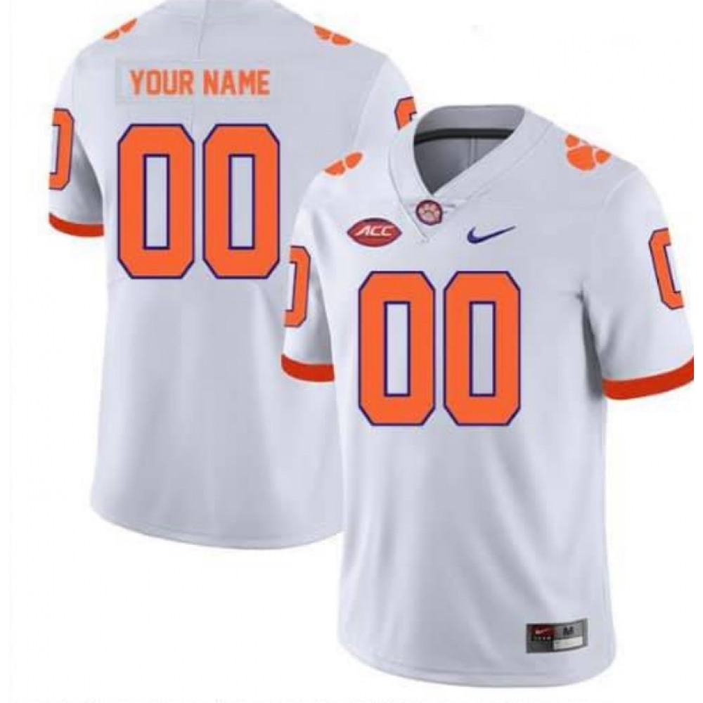 Men’s Clemson Tigers White Custom College Football Stitched Jersey