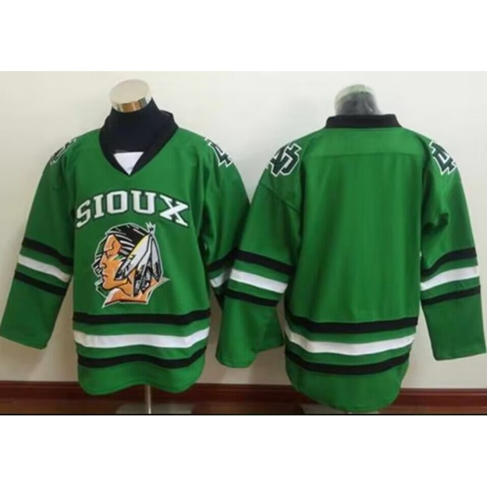 Youth North Dakota Fighting Sioux Blank Green Stitched Jersey