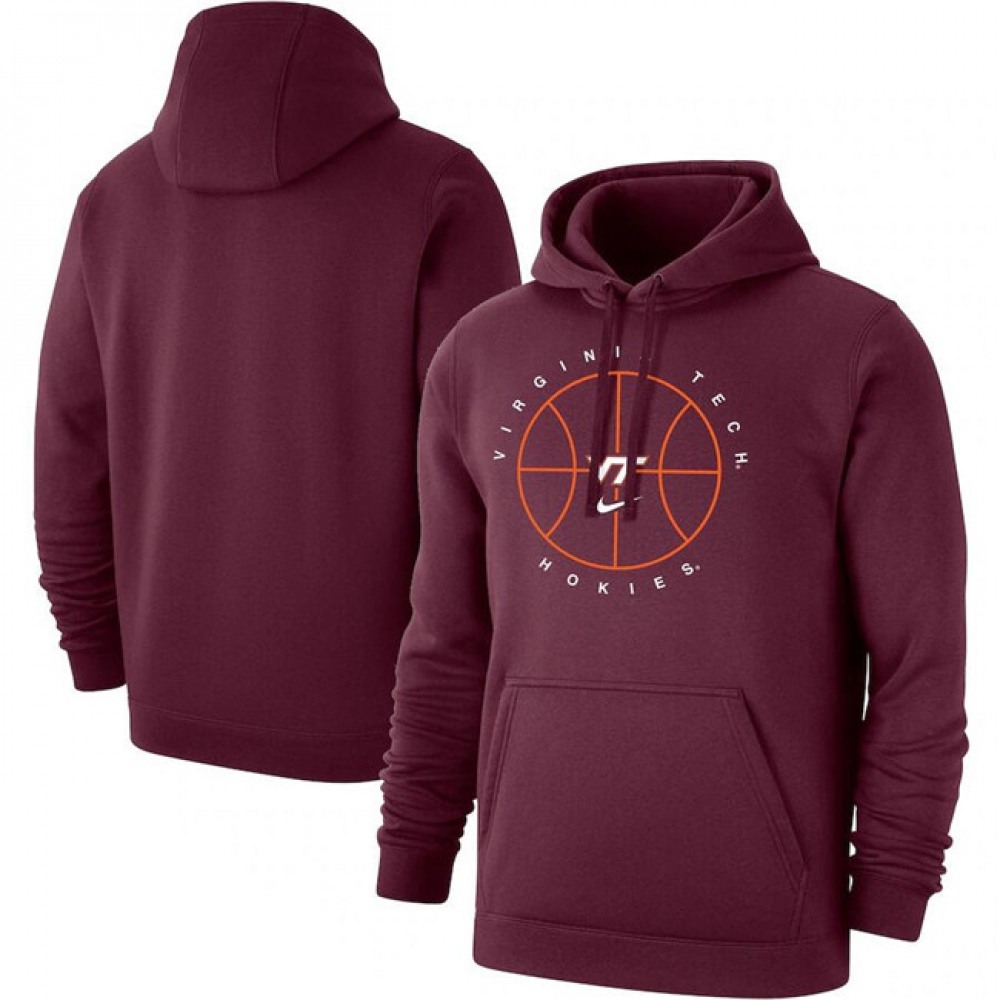 Men’s Virginia Tech Hokies Wine Basketball Icon Club Fleece Pullover Hoodie