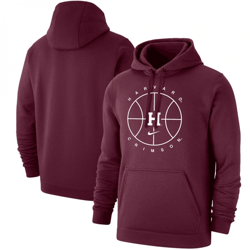 Men’s Harvard Crimson Wine Basketball Icon Club Fleece Pullover Hoodie