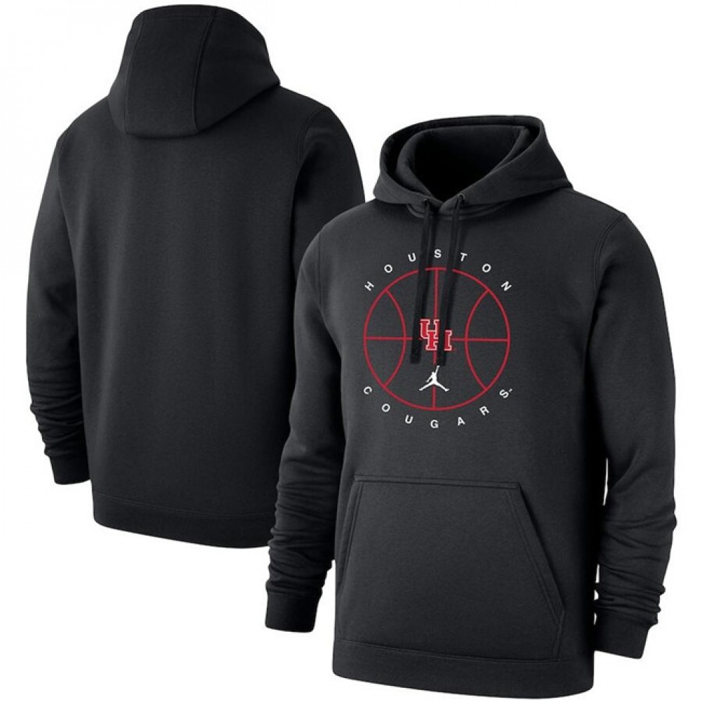 Men’s Houston Cougars Black Basketball Icon Club Fleece Pullover Hoodie