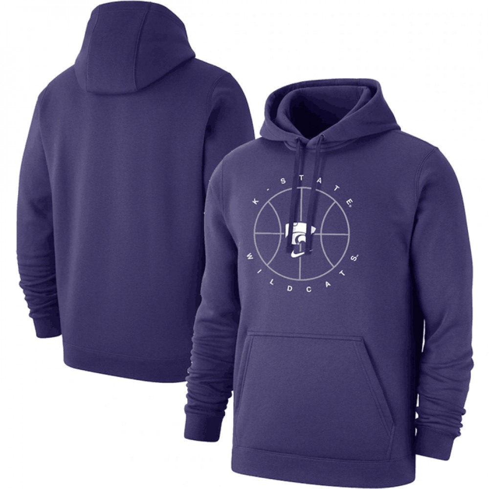 Men’s Kansas State Wildcats Purple Basketball Icon Club Fleece Pullover Hoodie