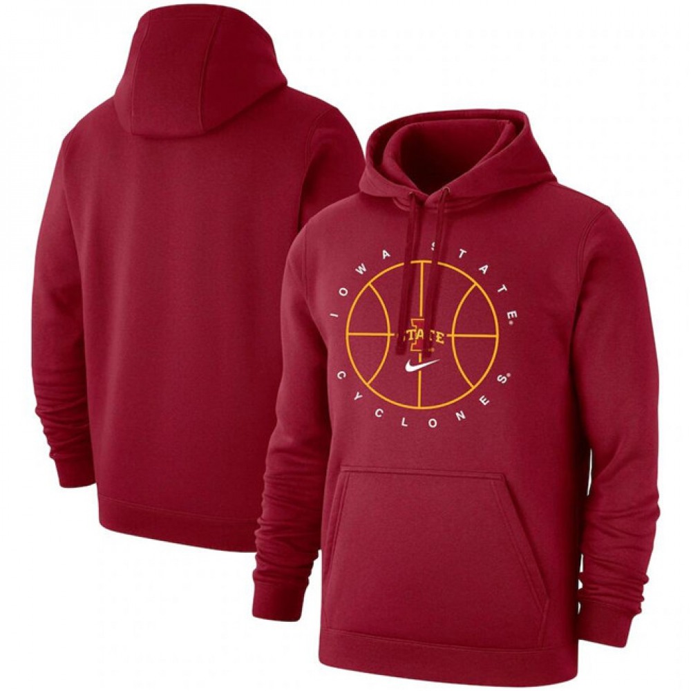 Men’s Lowa State Cyclones Red Basketball Icon Club Fleece Pullover Hoodie