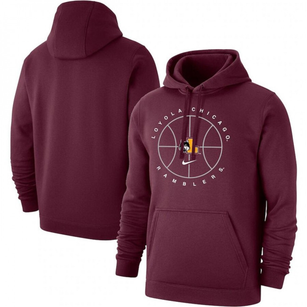 Men’s Loyola Chicago Ramblers Wine Basketball Icon Club Fleece Pullover Hoodie