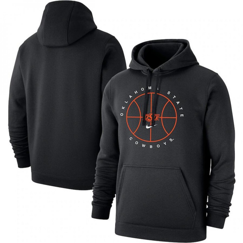 Men’s Oklahoma State Cowboys Black Basketball Icon Club Fleece Pullover Hoodie
