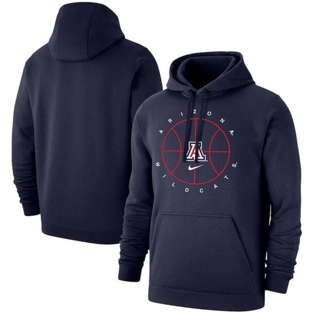 Men’s Arizona Wildcats Navy Basketball Icon Club Fleece Pullover Hoodie