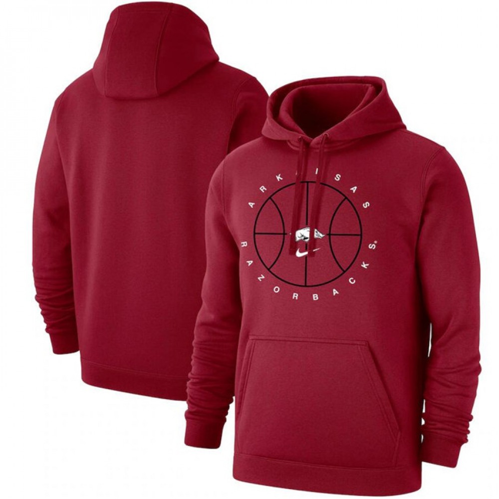 Men’s Arkansas Razorbacks Red Basketball Icon Club Fleece Pullover Hoodie