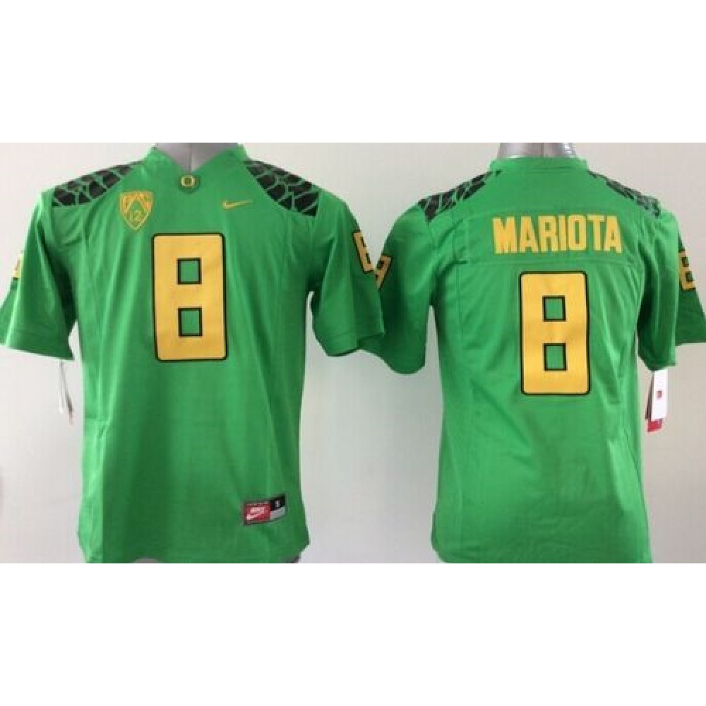 Ducks #8 Marcus Mariota Green Stitched Youth NCAA Jersey