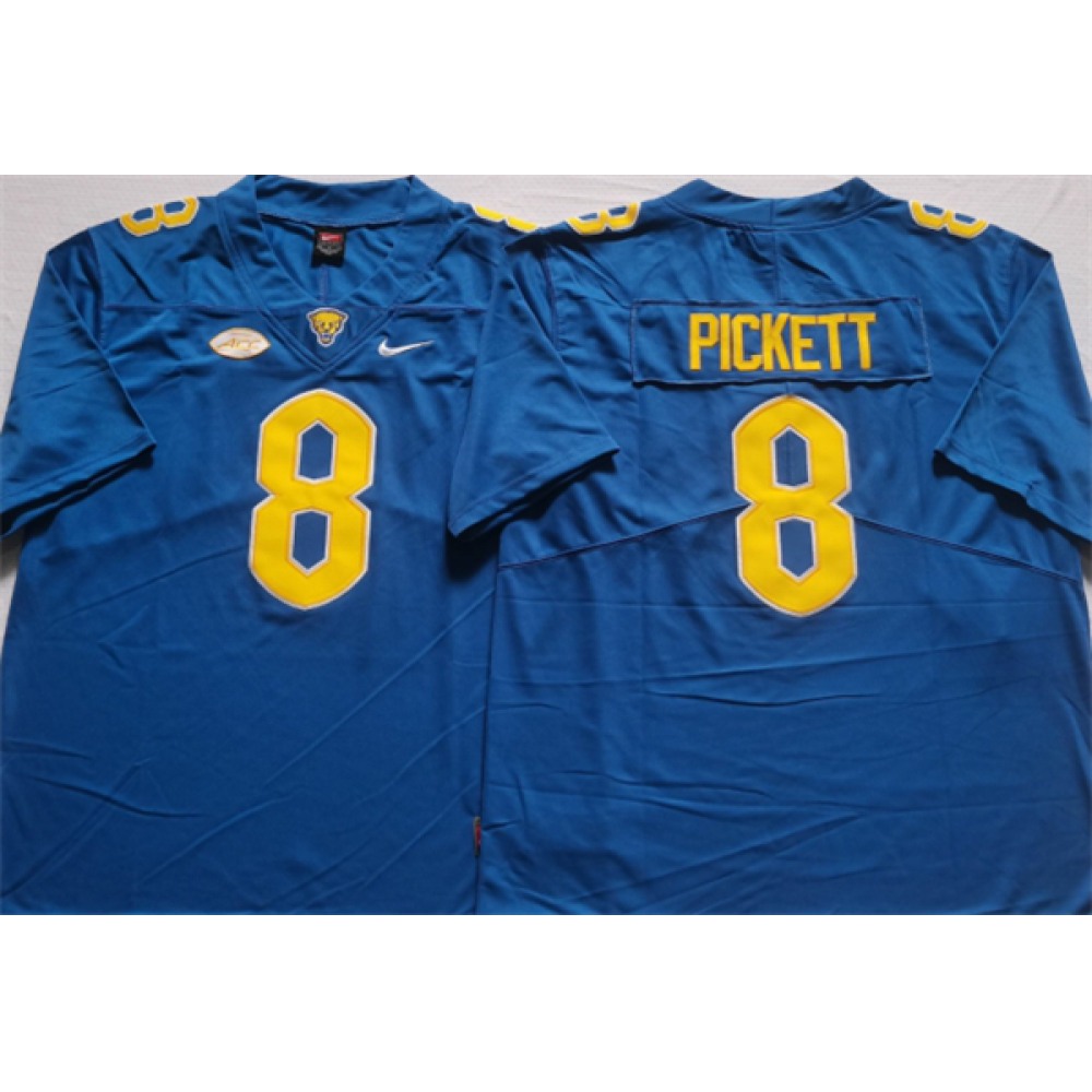 Men’s Pittsburgh Panthers #8 PICKETT Blue Stitched Football Jersey