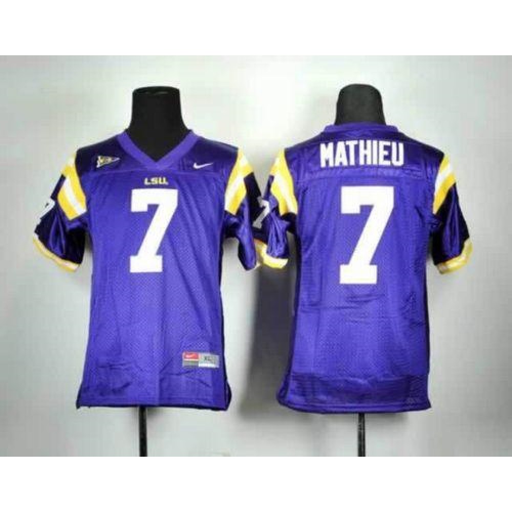 Tigers #7 Tyrann Mathieu Purple Stitched Youth NCAA Jersey
