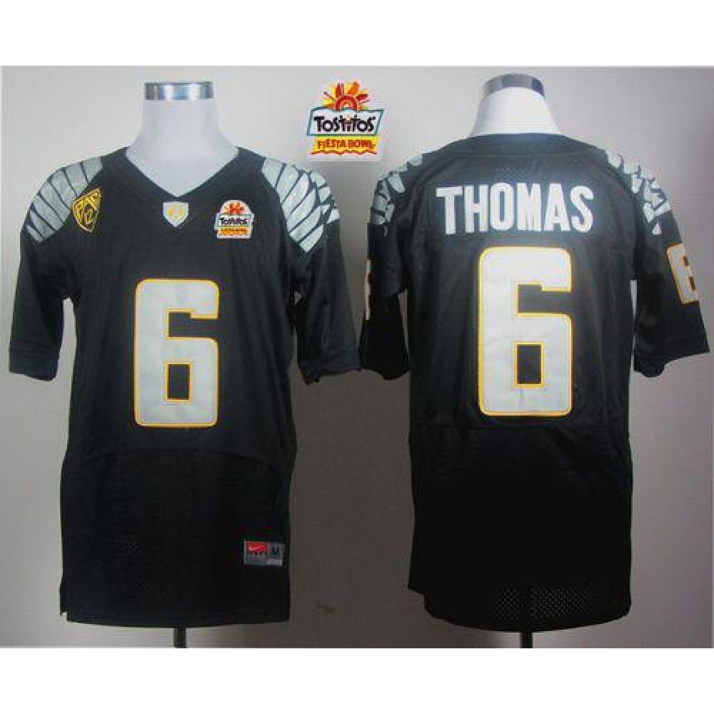 Ducks #6 De’Anthony Thomas Black Elite PAC-12 Patch Tostitos Fiesta Bowl Stitched NCAA Jersey
