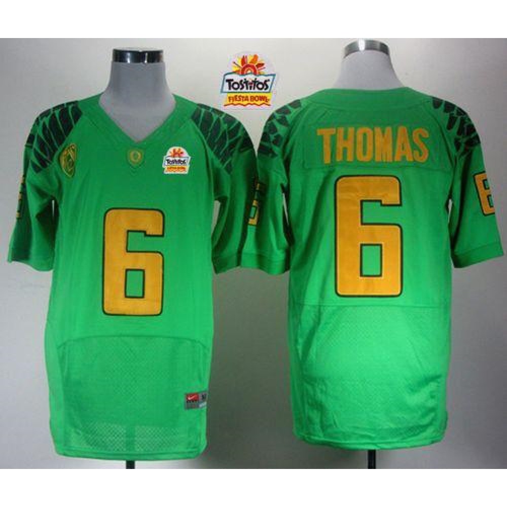 Ducks #6 De’Anthony Thomas Green Elite PAC-12 Patch Tostitos Fiesta Bowl Stitched NCAA Jersey