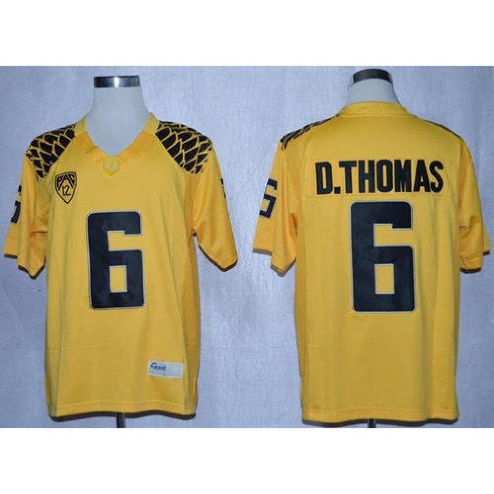 Ducks #6 De’Anthony Thomas Yellow Limited Stitched NCAA Jersey