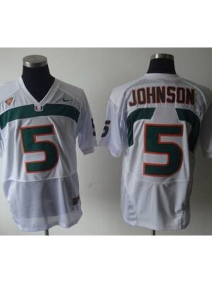 Hurricanes #5 Andre Johnson White Stitched NCAA Jerseys