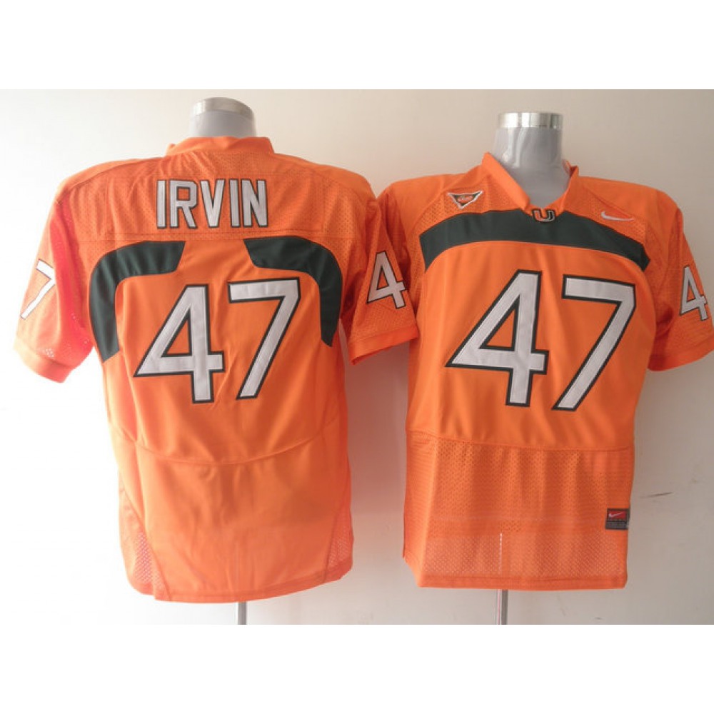 Hurricanes #47 Michael Irvin Orange Stitched NCAA Jerseys