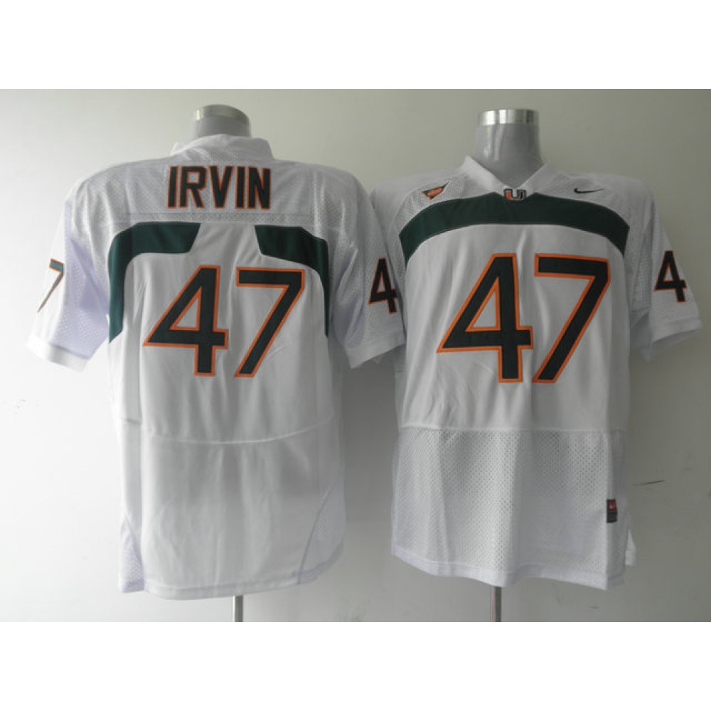 Hurricanes #47 Michael Irvin White Stitched NCAA Jerseys
