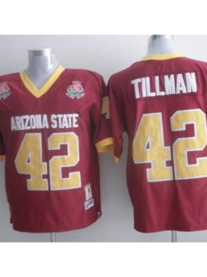 Sun Devils #42 Pat Tillman Red 1997 Rose Bowl Patch Stitched NCAA Jersey