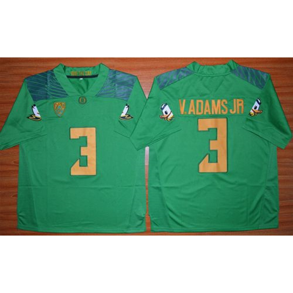 Ducks #3 Vernon Adams Jr. Green Stitched NCAA Jersey