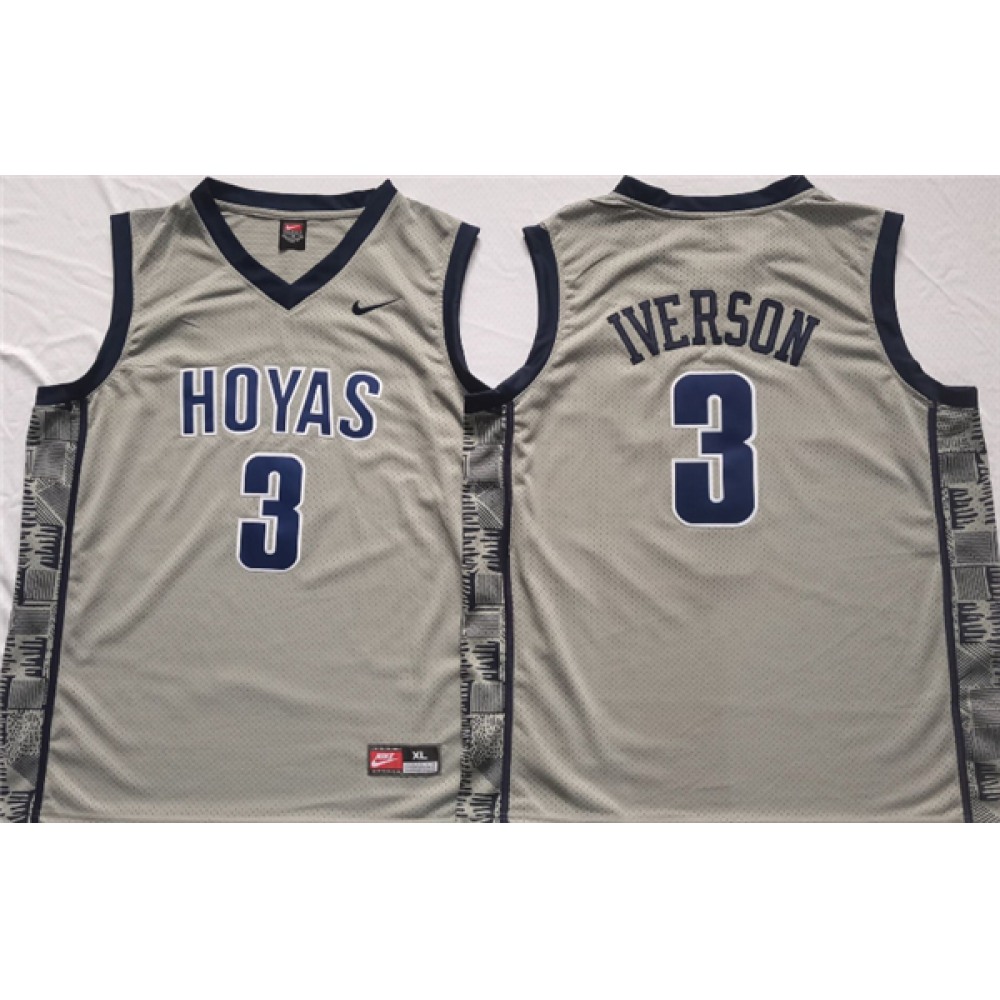 Men’s Georgetown Hoyas #3 Allen Iverson Grey Stitched Jersey
