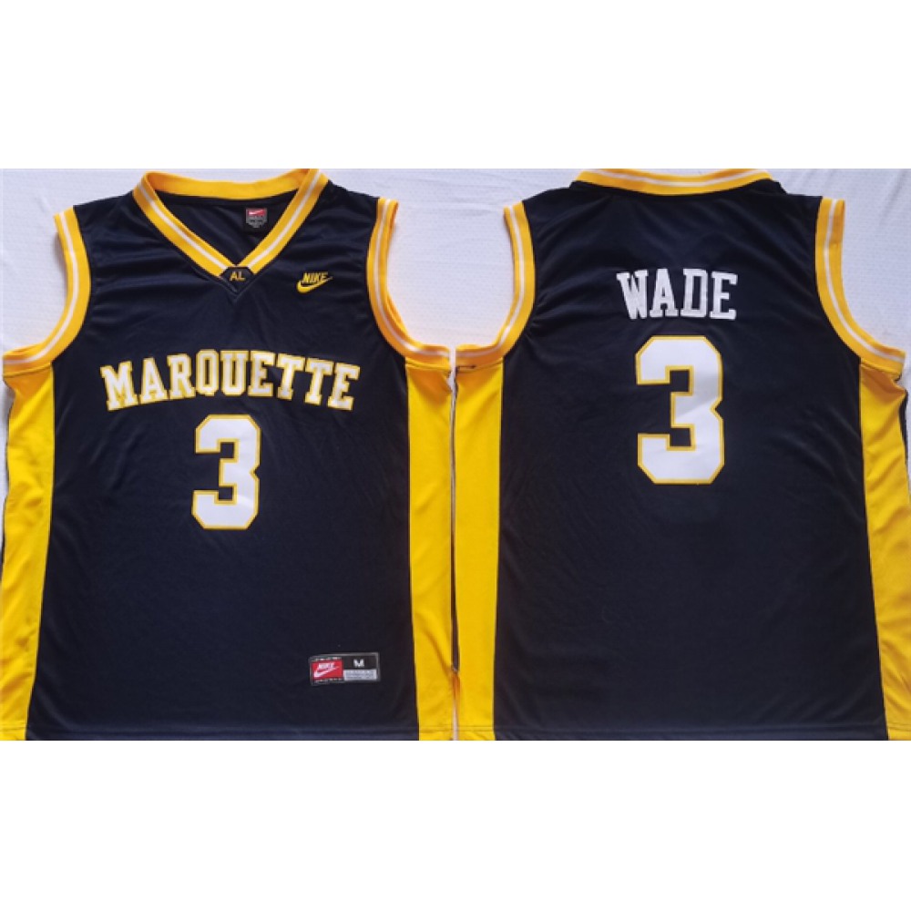 Men’s Marquette Golden Eagles #3 Dwyane Wade Black Stitched Jersey