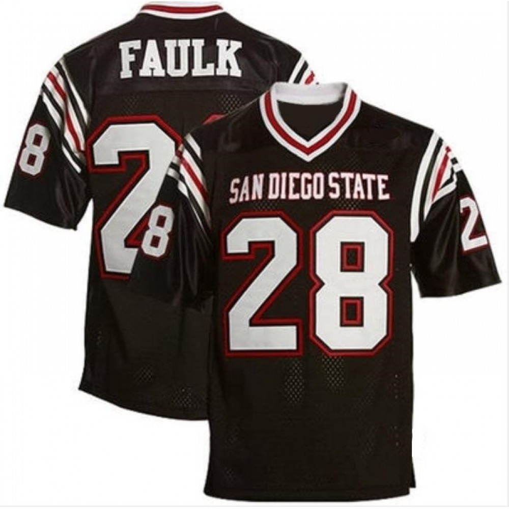 Men’s San Diego State Aztecs #28 Marshall Faulk Black College Football Throwback Stitched NCAA Jersey