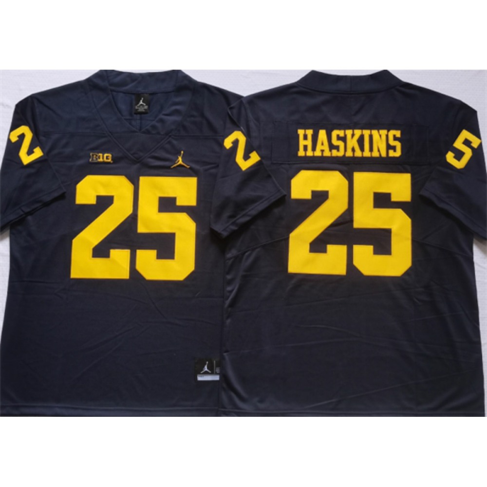 Men’s Michigan Wolverines #25 HASKINS Blue Stitched Jersey
