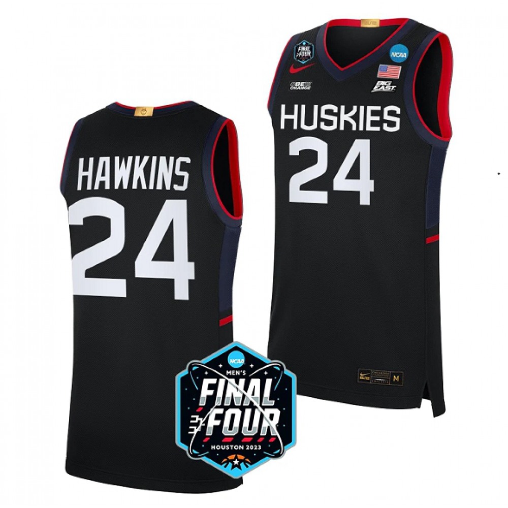 Men’s UConn Huskies #24 Jordan Hawkins Black Stitched Basketball Jersey