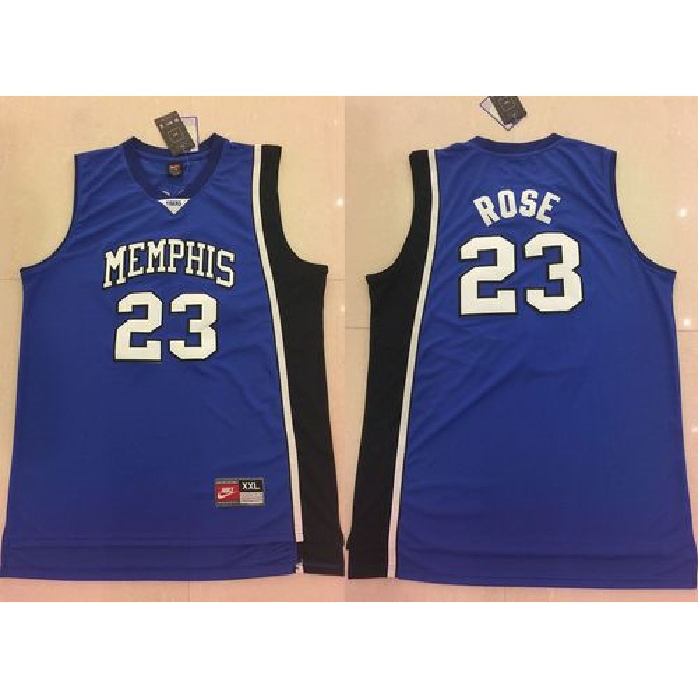 Tigers #23 Derrick Rose Blue Basketball Stitched NCAA Jersey