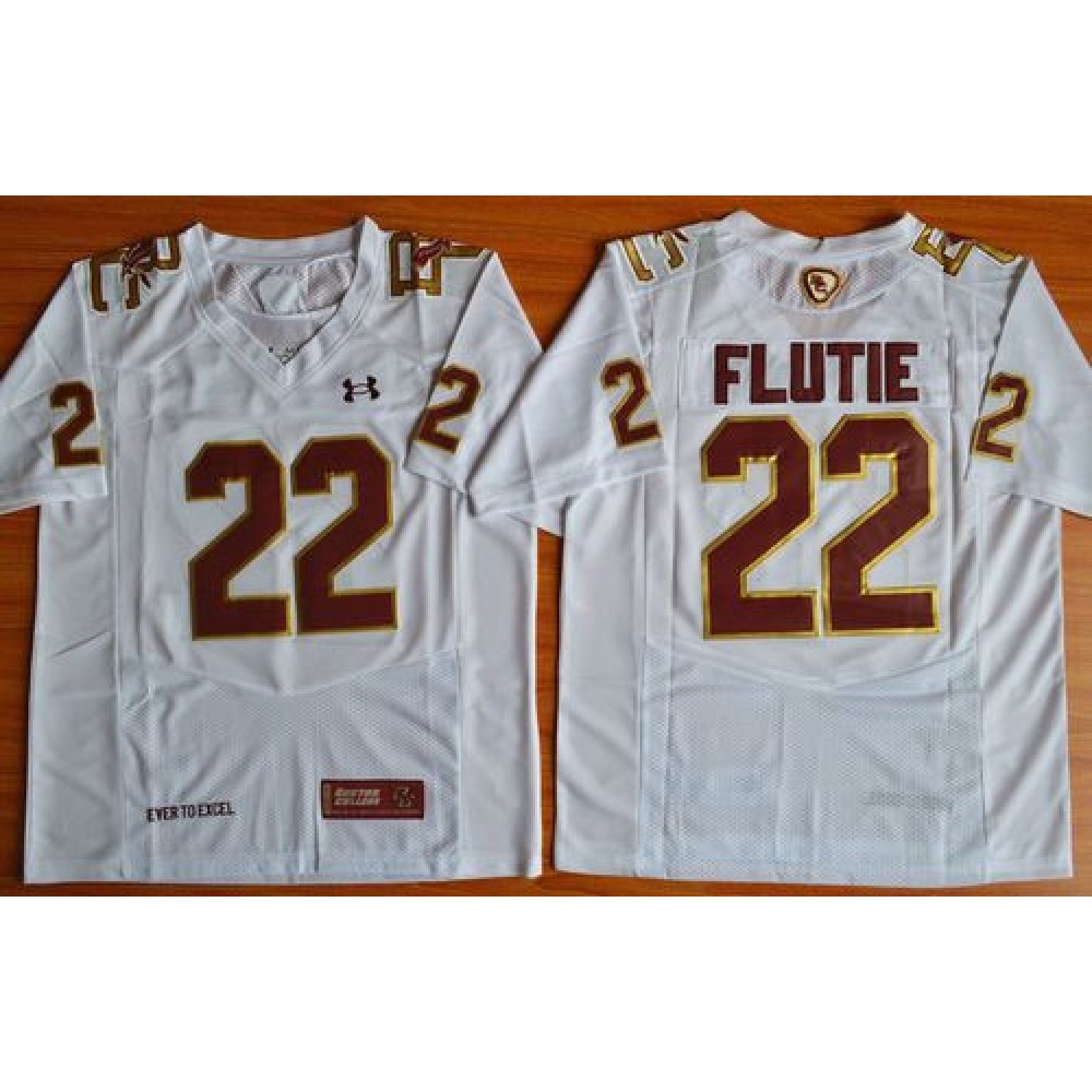 College Eagles #22 Doug Flutie White Authentic Performance Stitched NCAA Jersey