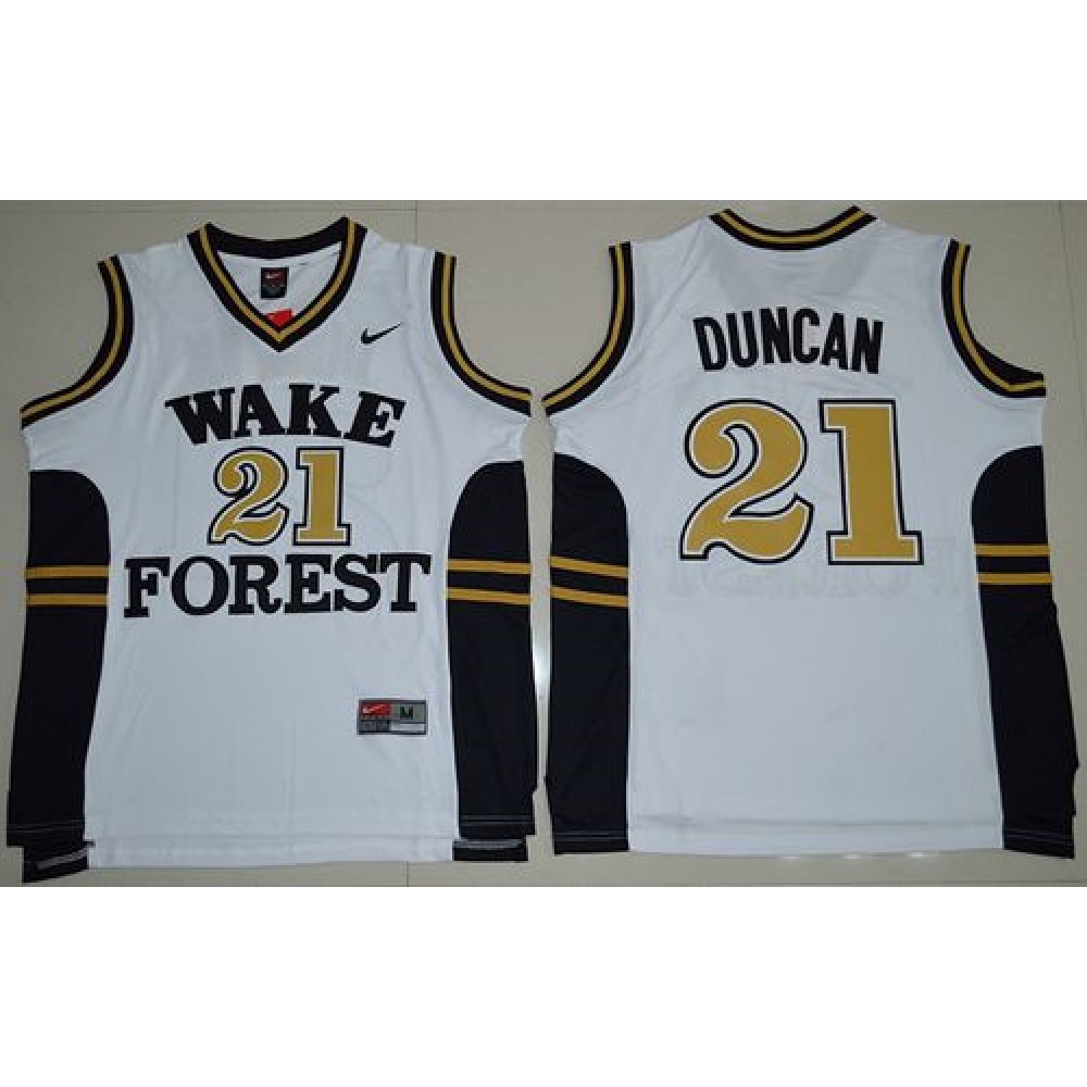 Demon Deacons #21 Tim Duncan White Basketball Stitched NCAA Jersey