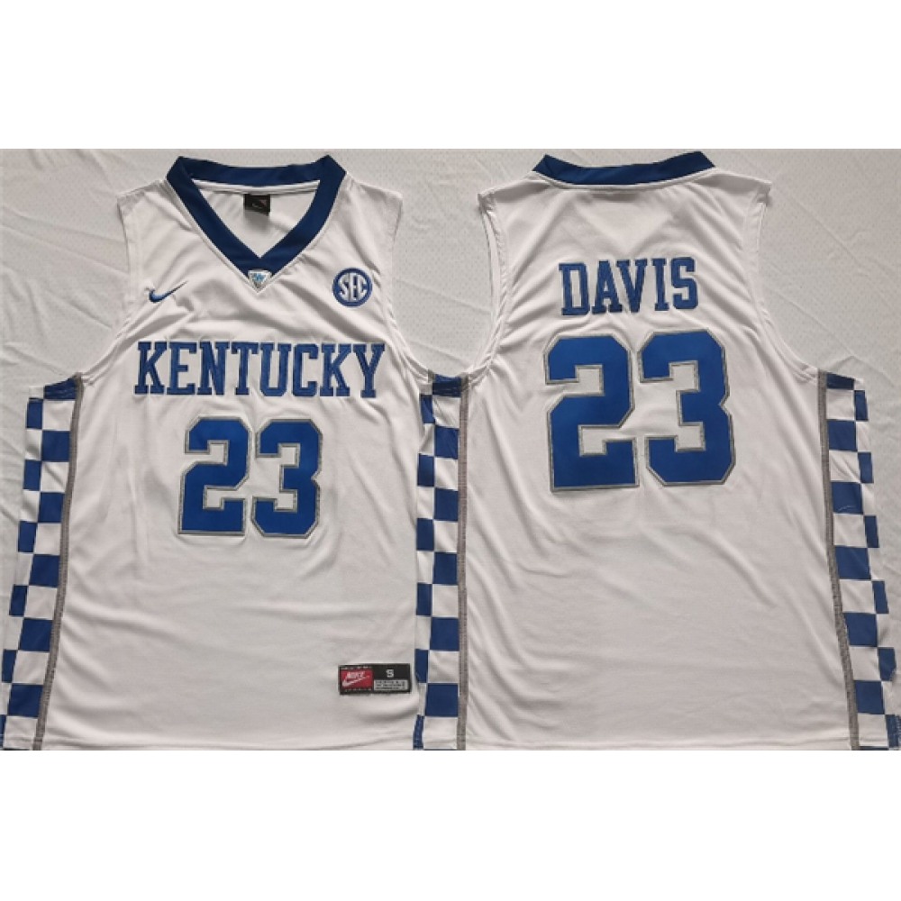 Men’s Kentucky Wildcats #23 Anthony Davis White Stitched Jersey