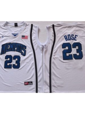 Men's Memphis Tigers #23 Derrick Rose White Stitched Jersey