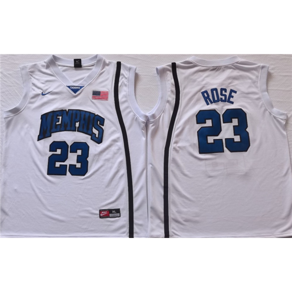 Men’s Memphis Tigers #23 Derrick Rose White Stitched Jersey