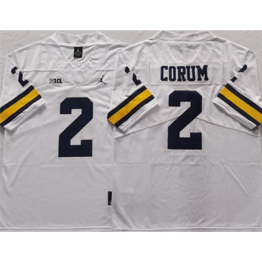 Men’s Michigan Wolverines #2 CORUM White Stitched Jersey