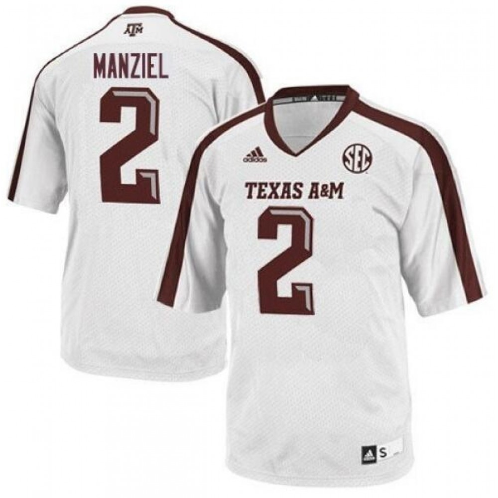 Men’s Texas A&M Aggies Lions #2 Johnny Manziel White Stitched Football Jersey