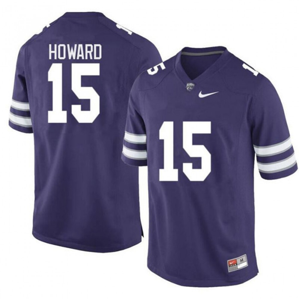 Men’s Kansas State Wildcats #15 Will Howard Purple Vapor Stitched Jersey