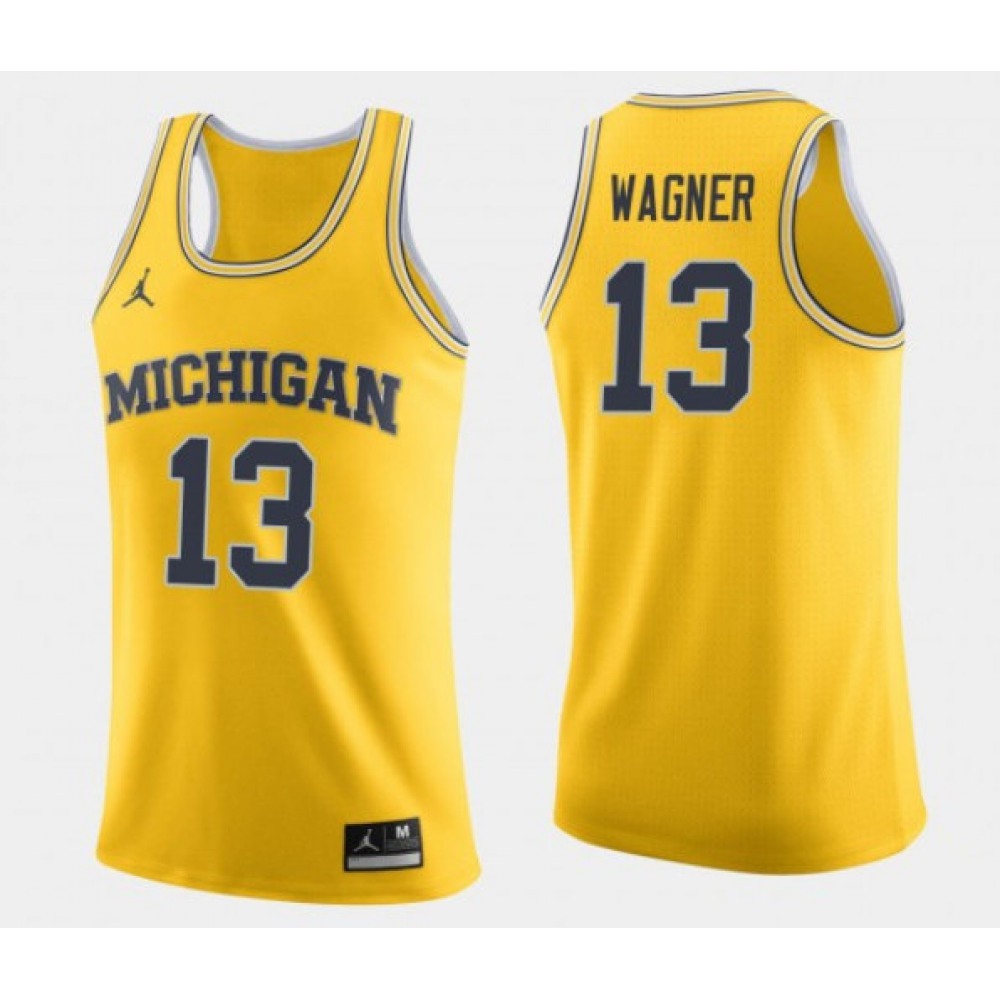 Men’s Michigan Wolverines #13 Moritz Wagner Yellow College Stitched Football Jersey