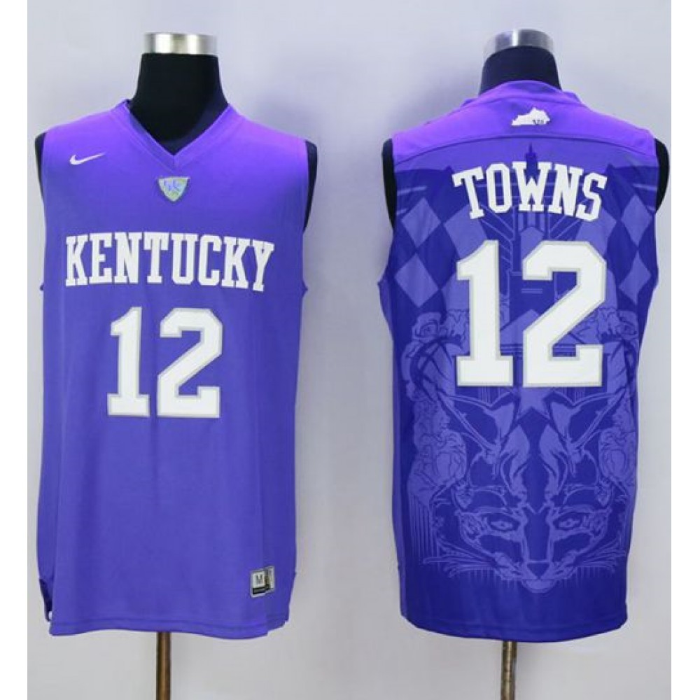 Wildcats #12 Karl-Anthony Towns Blue Basketball Stitched NCAA Jersey