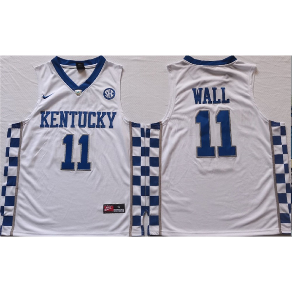 Men’s Kentucky Wildcats #11 John Wall White Stitched Jersey