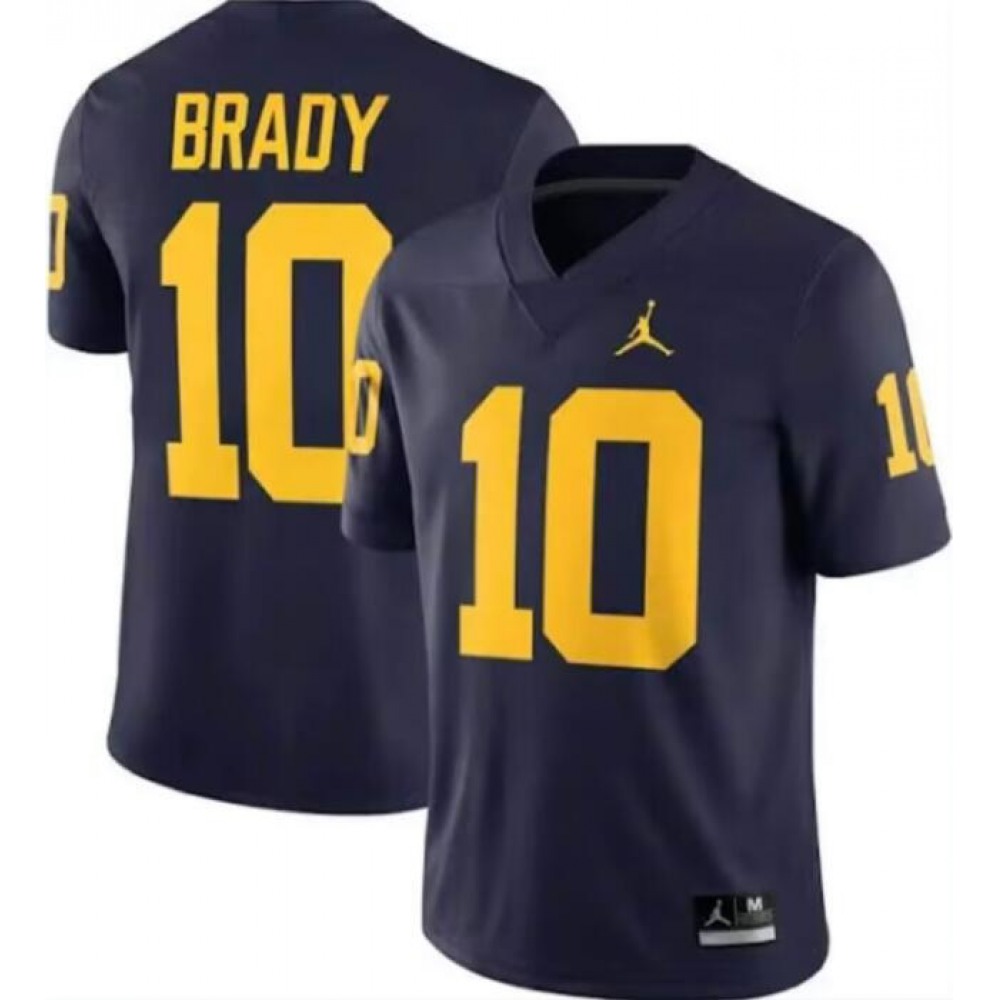 Men’s Michigan Wolverines #10 Tom Brady Navy Blue Stitched Jersey