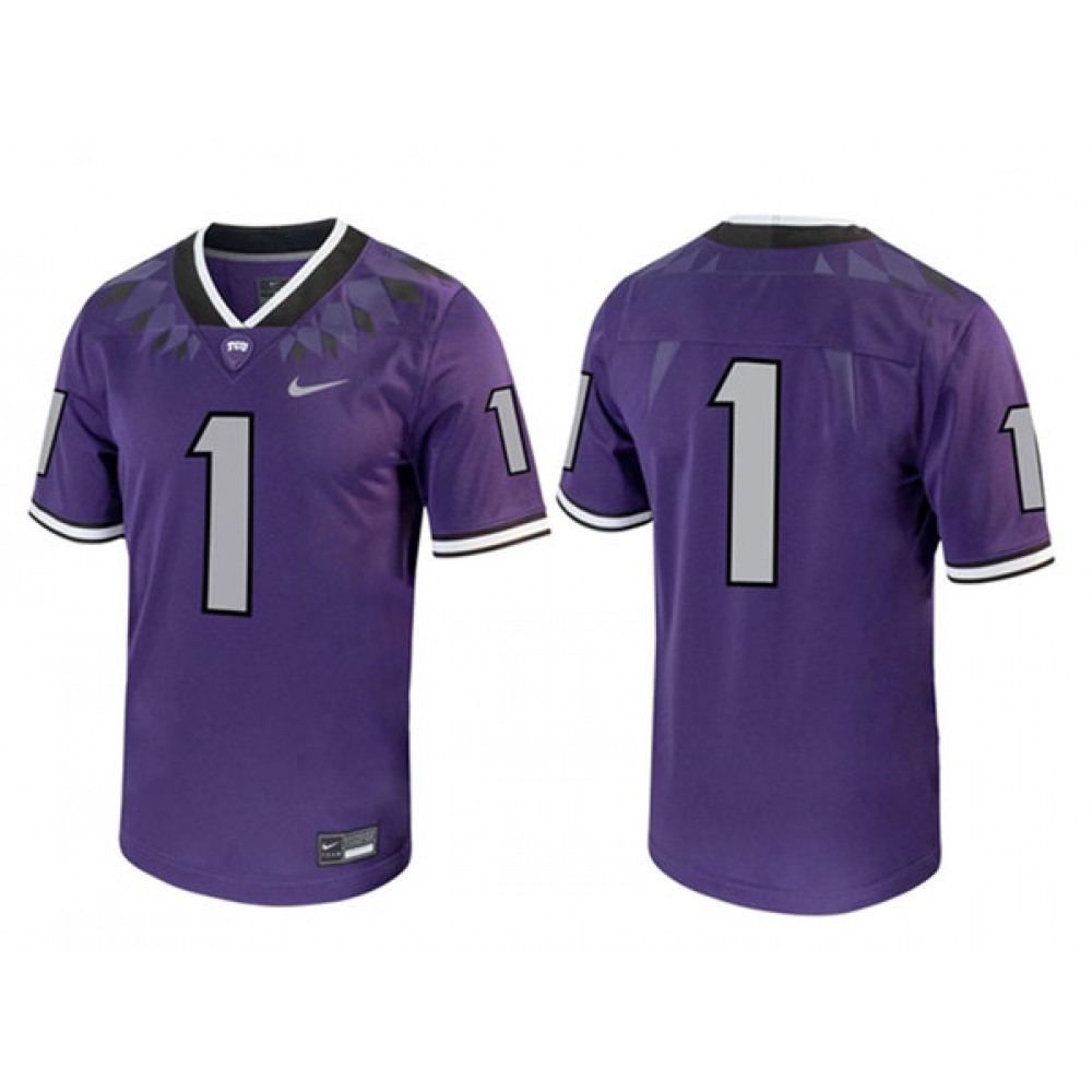 Men’s TCU Horned Frogs #1 Purple Stitched Game Jersey