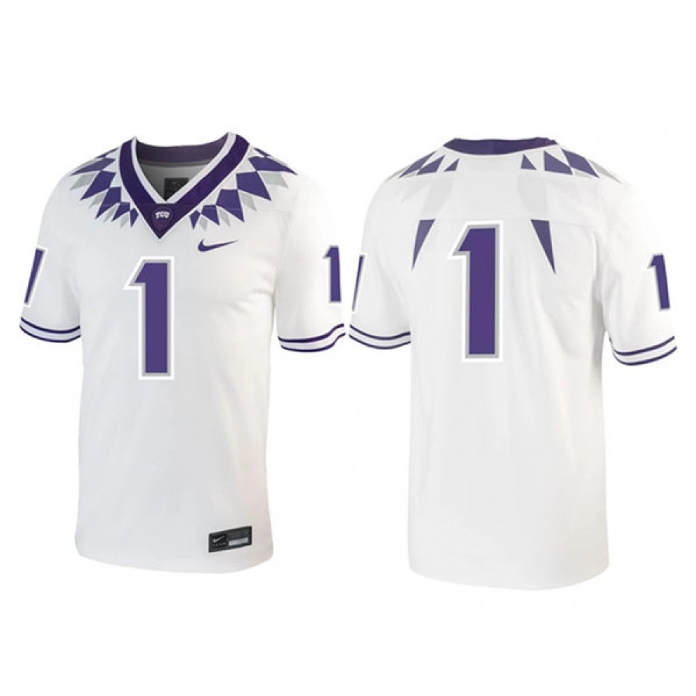 Men’s TCU Horned Frogs #1 White Stitched Game Jersey