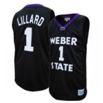 Men's Weber State Wildcats #1 Damien Lillard Black Stitched Basketball Jersey