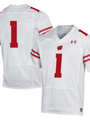 Men's Wisconsin Badgers #1 White Stitched Football Jersey