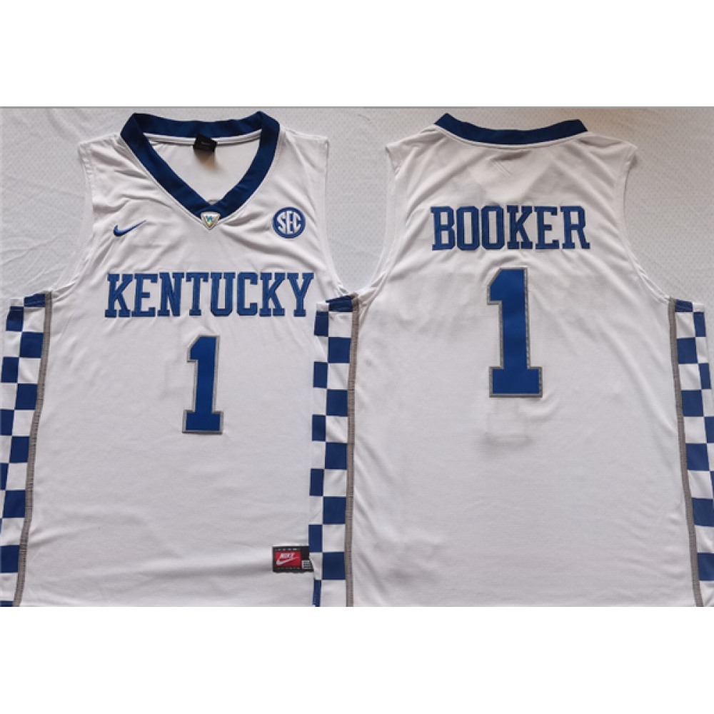 Men’s Kentucky Wildcats #1 BOOKER White Stitched Jersey