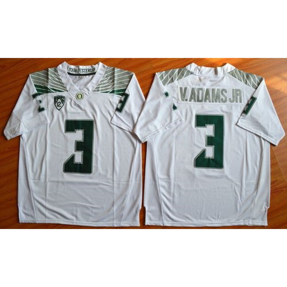 Ducks #3 Vernon Adams Jr. Olive White Stitched NCAA Jersey